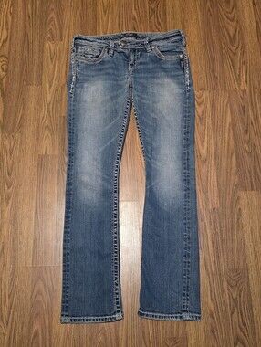 Silver Tuesday Women's Blue Denim Baby Bootcut Jeans Western Size 28x31 D8